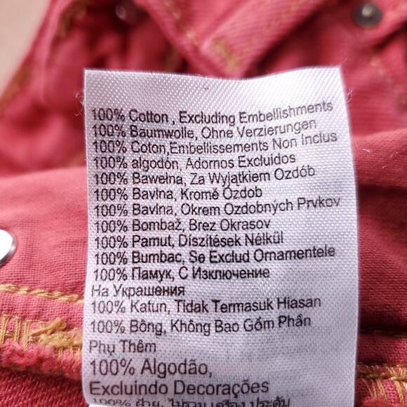 Cotton-On Jeans Womens 2 Red Wide Leg Raw Hem Casual Trendy Streetwear Boho Y2K - Picture 12 of 13